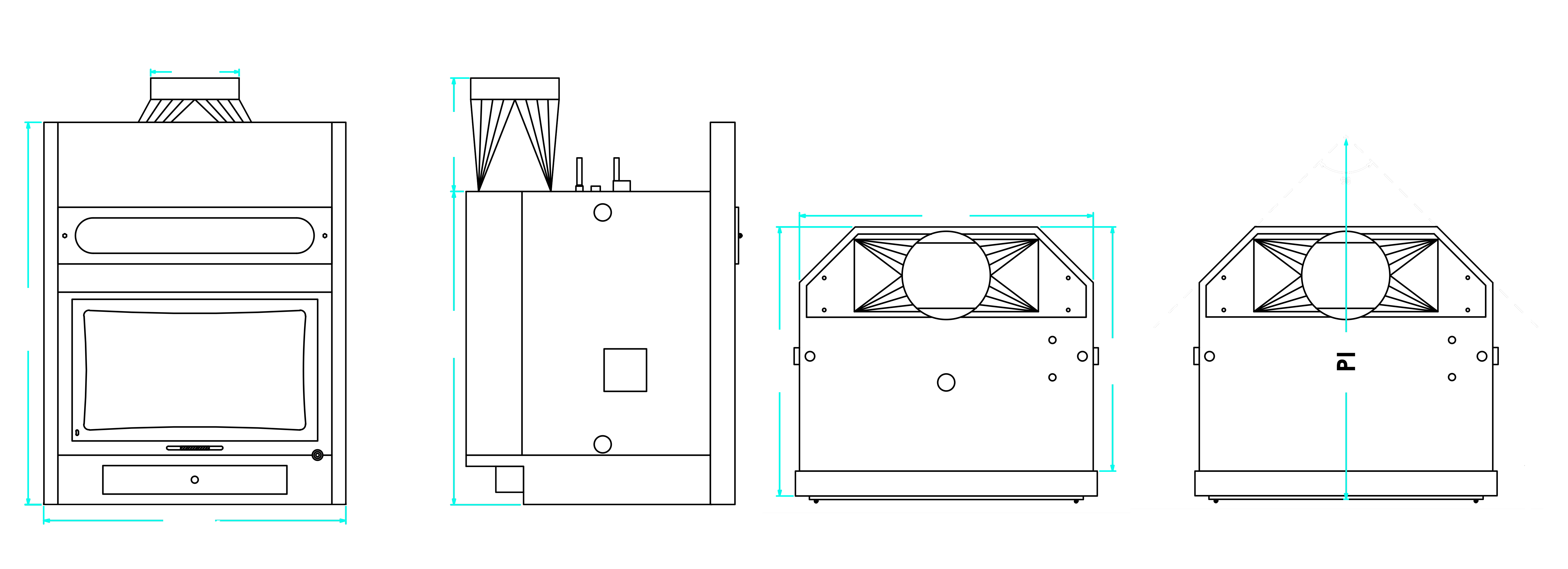 disegno termocamino anta scomparsa verticale