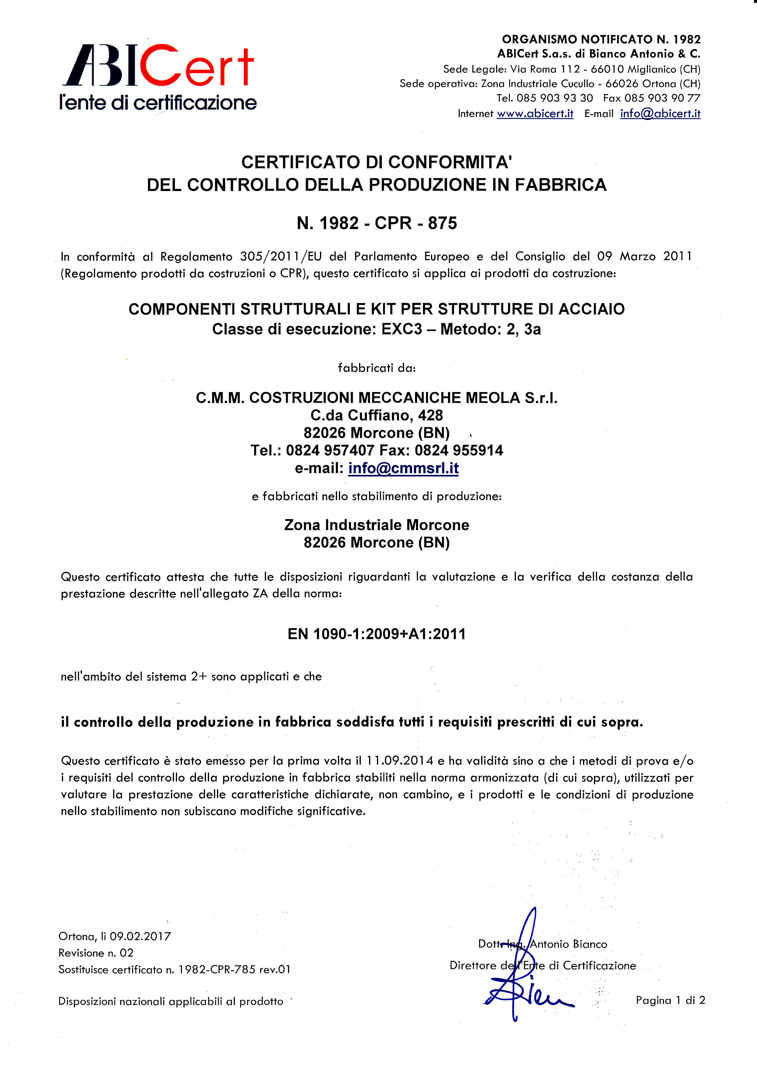 Certificazione EN 1090