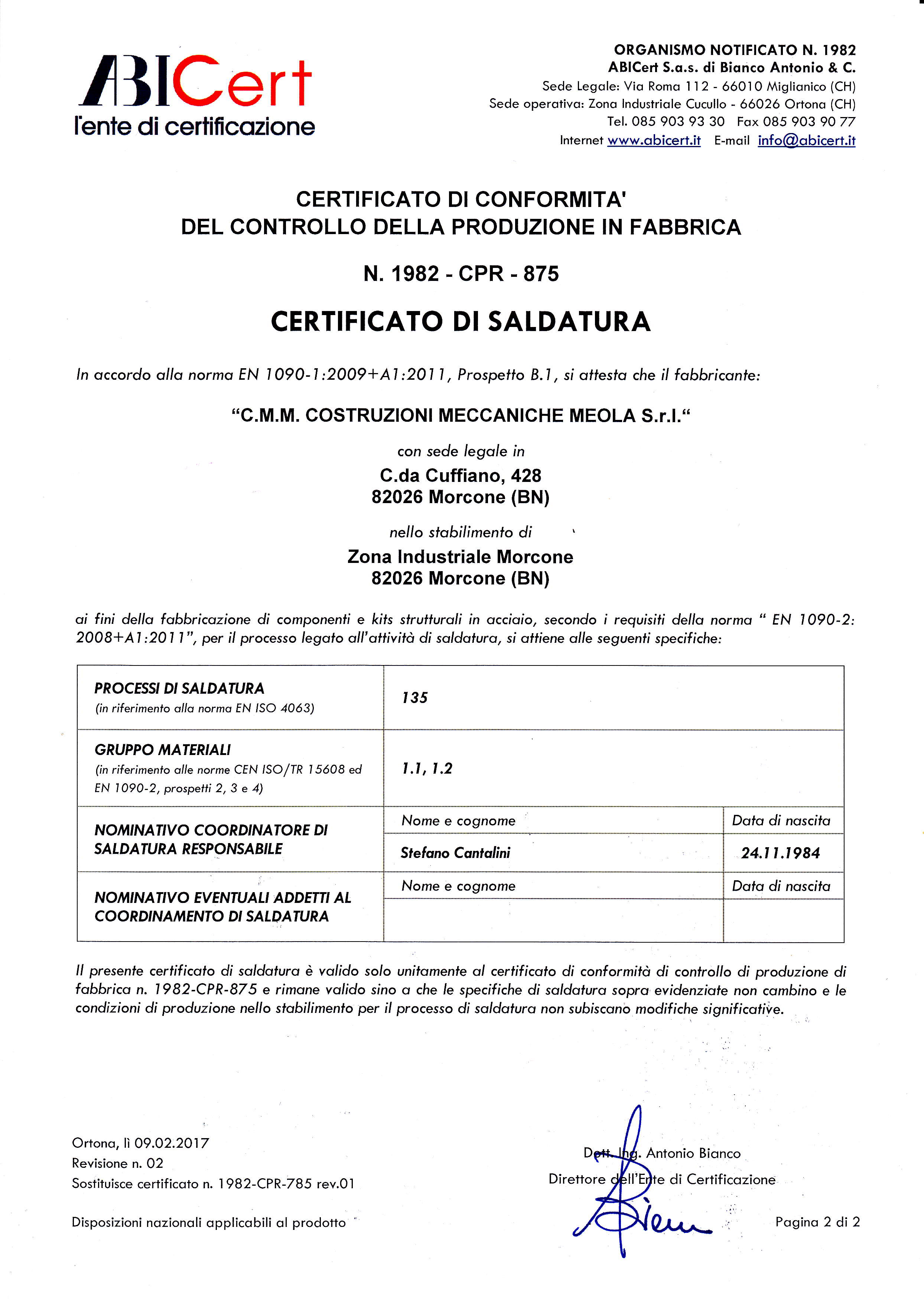 Certificazione EN 1090